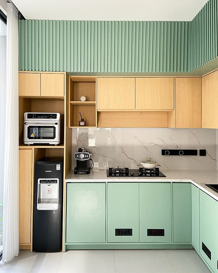Kitchen Set Kak Atika - sage green cabinet