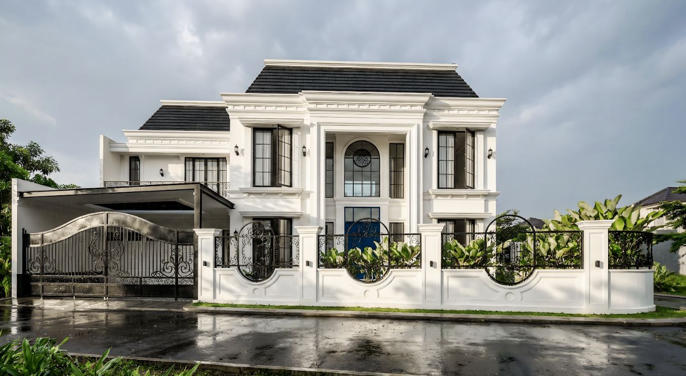 Rumah Pak David - tampak depan simetris atap mansard